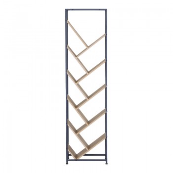 Βιβλιοθήκη Orunta pakoworld oak- μαύρο μέταλλο 40x26.5x150εκ