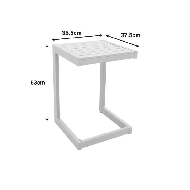Τραπεζι Aether pakoworld αλουμίνιο σε λευκή απόχρωση 37.5x36.5x53εκ