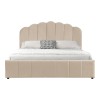 Κρεβάτι Tatiana pakoworld βελούδο μπεζ με αποθηκευτικό χώρο 160x200εκ