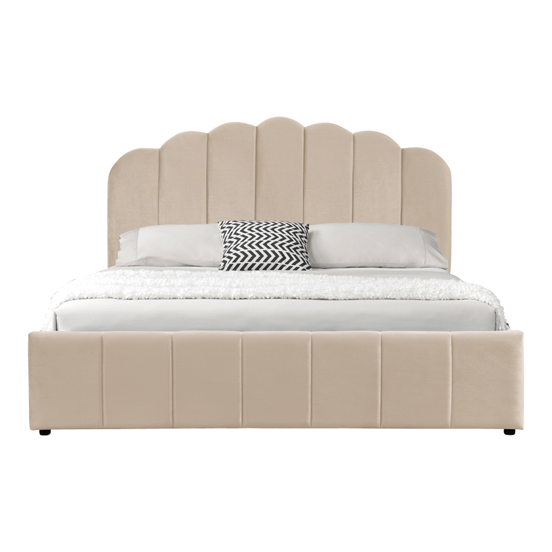 Κρεβάτι Tatiana pakoworld βελούδο μπεζ με αποθηκευτικό χώρο 160x200εκ