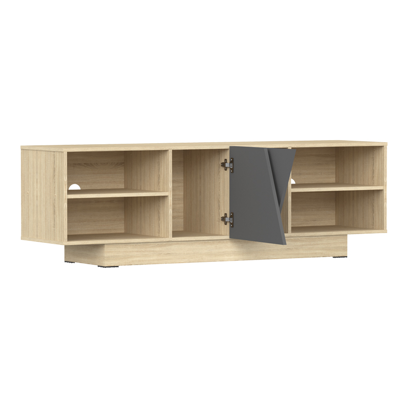 Έπιπλο τηλεόρασης Stevie pakoworld sonoma-ανθρακί 160x40x50εκ