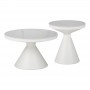 Βοηθητικά τραπέζια Coozlin Inart sintered stone σε απόχρωση λευκό μαρμάρου με λευκό μέταλλο