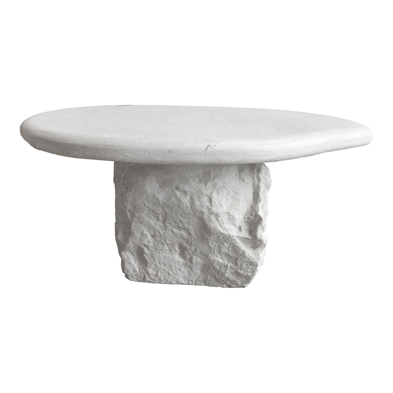 Τραπέζι σαλονιού Zinol pakoworld mdf-polyresin λευκό Φ77x36εκ