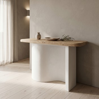 Κονσόλα Jeckie pakoworld ξύλο ελάτου-mdf oak-λευκό 120x38x80εκ