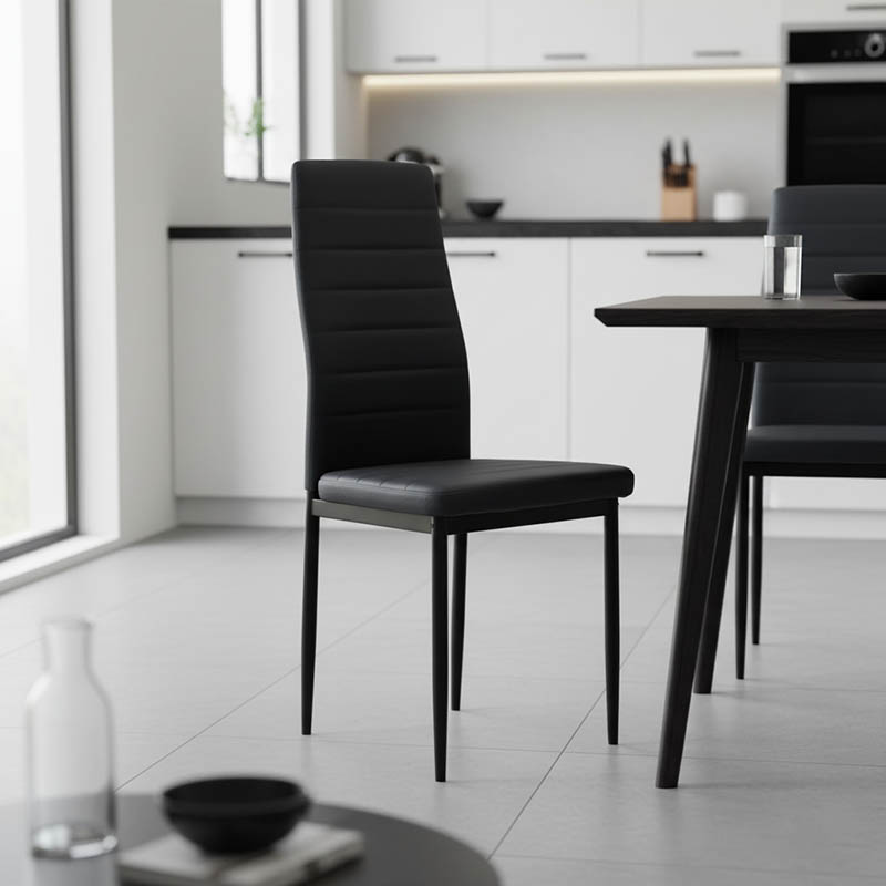 Καρέκλα Parker pakoworld PU ανθρακί-μαύρο πόδι 42x48x98εκ