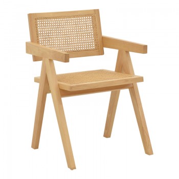 Πολυθρόνα Winslow pakoworld φυσικό rubberwood 52x59x79εκ