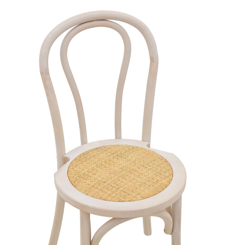 Καρέκλα στοιβαζόμενη Βιέννης Azhel pakoworld white wash ξύλο οξιάς-έδρα φυσικό rattan 41x50x89εκ