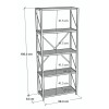 Βιβλιοθήκη Tikilmo pakoworld oak μελαμίνης-μαύρο μέταλλο 88x34x180εκ