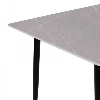 Τραπέζι Gustas pakoworld γκρι μαρμάρου sintered stone-μαύρο μέταλλο 120x60x75εκ