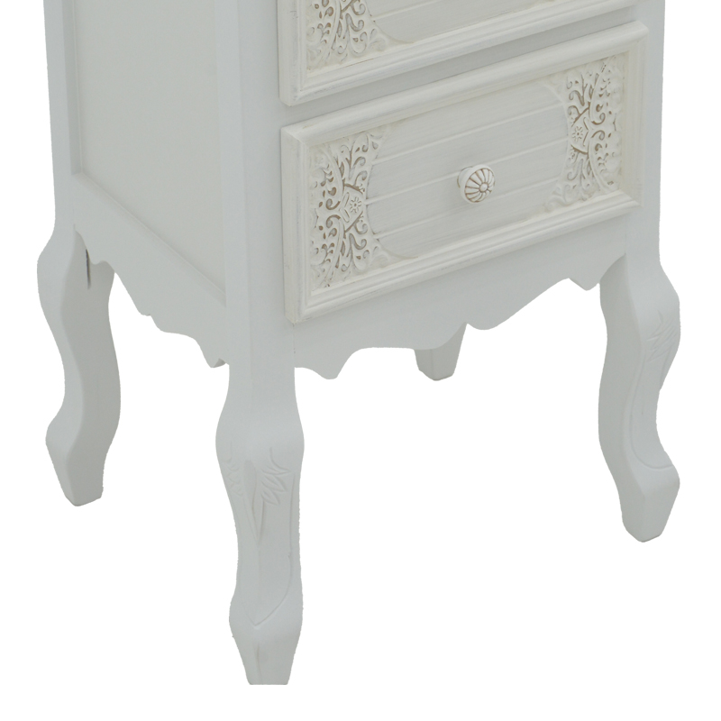 Κομοδίνο Pazlen Inart mdf σε λευκή αντικέ απόχρωση 40x45x65εκ