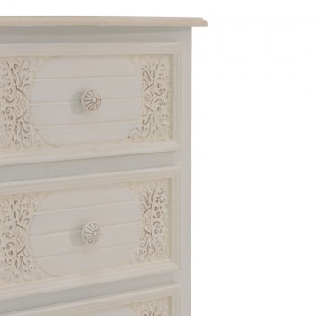 Κομοδίνο Pazlen Inart mdf σε λευκή αντικέ απόχρωση 40x34.5x82εκ