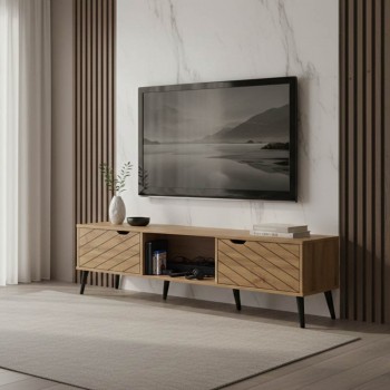 Έπιπλο τηλεόρασης Thelma pakoworld oak μελαμίνης 150x40x41.6εκ
