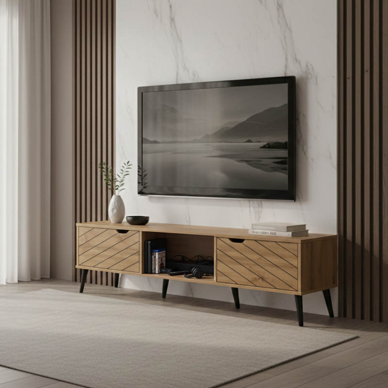 Έπιπλο τηλεόρασης Thelma pakoworld oak μελαμίνης 150x40x41.6εκ
