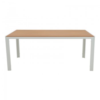 Τραπέζι Nares pakoworld αλουμίνιο λευκό-plywood φυσικό 180x90x72.5εκ