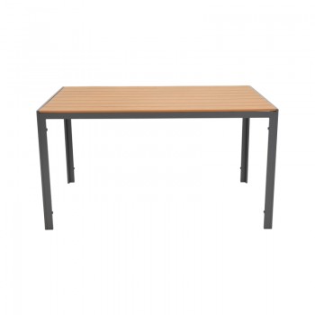 Τραπέζι Nares pakoworld αλουμίνιο ανθρακί-plywood φυσικό 140x80x72.5εκ