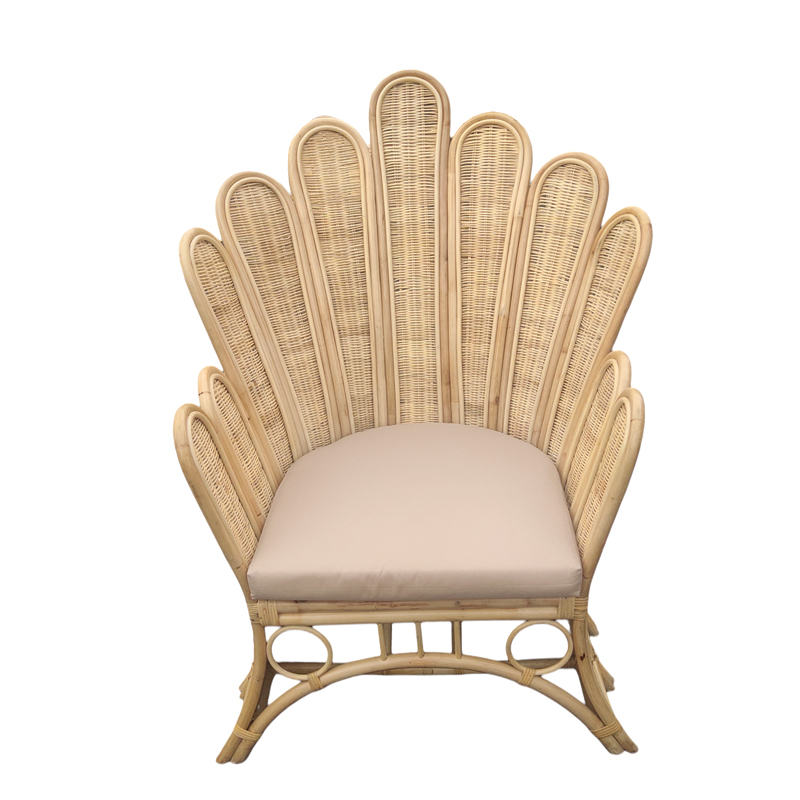 Πολυθρόνα Fragia Inart με μπεζ μαξιλάρι-φυσικό rattan 85x96x120εκ