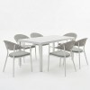 Τραπεζαρία Kliton-Pino σετ 7τεμ pakoworld αλουμίνιο σε λευκή απόχρωση 150x80x74εκ