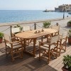 Τραπεζαρία Bistrual-Sopho pakoworld σετ 7τεμ επεκτεινόμενο φυσικό μασίφ ξύλο ακακίας 200/150x100x75εκ