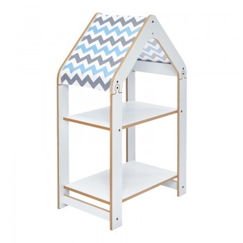 Ραφιέρα τ. Montessori Zoilen pakoworld λευκό-μπλε mdf 50x30x80εκ