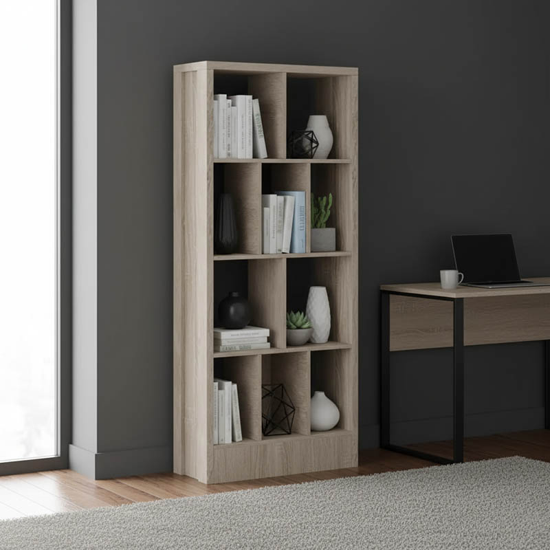 Βιβλιοθήκη Dividre pakoworld sonoma oak μελαμίνης 80x30x181εκ