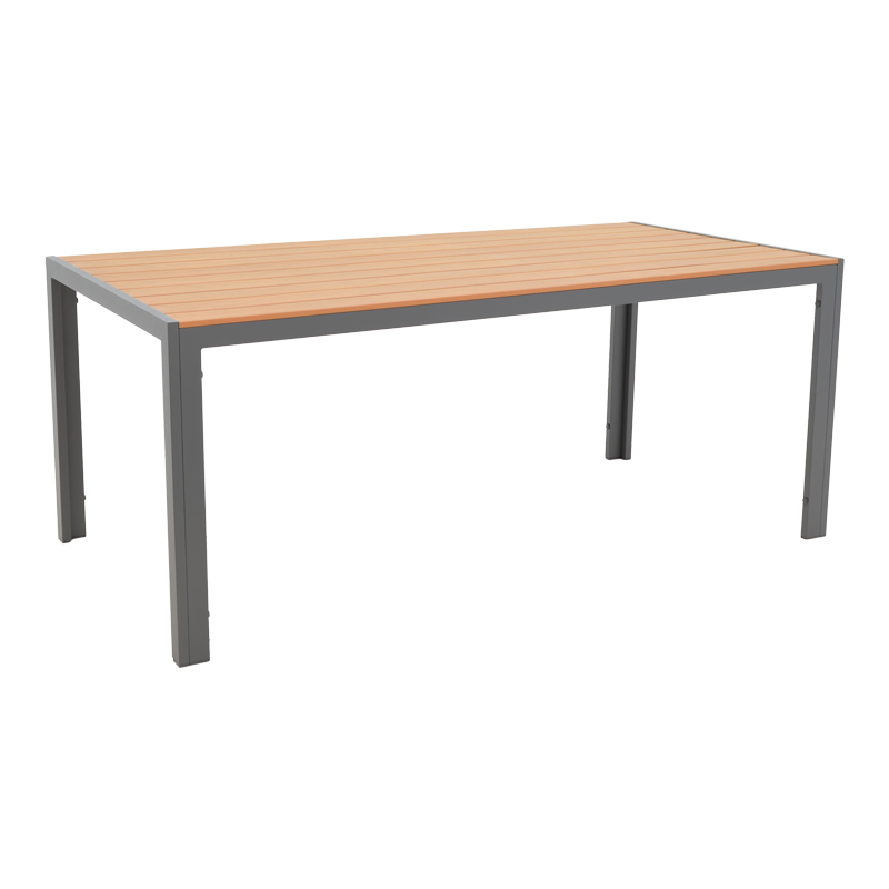 Τραπεζαρία Nares-Glisten σετ 7τεμ pakoworld ανθρακί αλουμίνιο και plywood σε φυσική απόχρωση 180x90x72.5εκ