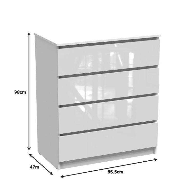 Συρταριέρα Dicama pakoworld mdf σε λευκη glossy απόχρωση 90x47x101εκ