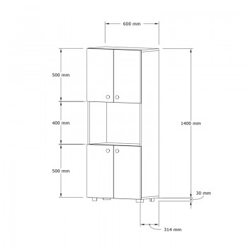 Στήλη Guzel pakoworld σε λευκή απόχρωση 60x31.4x140εκ