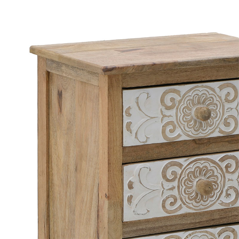 Συρταριέρα Inart 3-50-245-0017 ξύλο φυσικό-λευκό 50x32x61εκ
