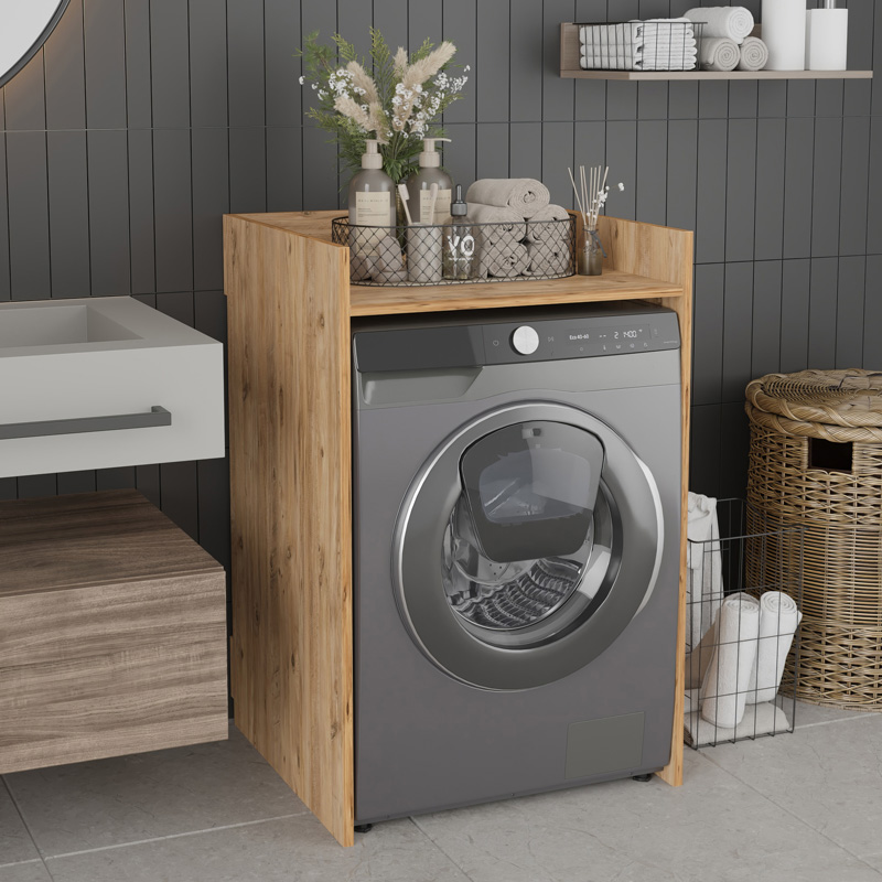 Έπιπλο πλυντηρίου Cuci pakoworld σε oak απόχρωση 60x62x99εκ