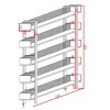 Βιβλιοθήκη Musha pakoworld μέταλλο μαύρο με oak απόχρωση 120x27x185εκ