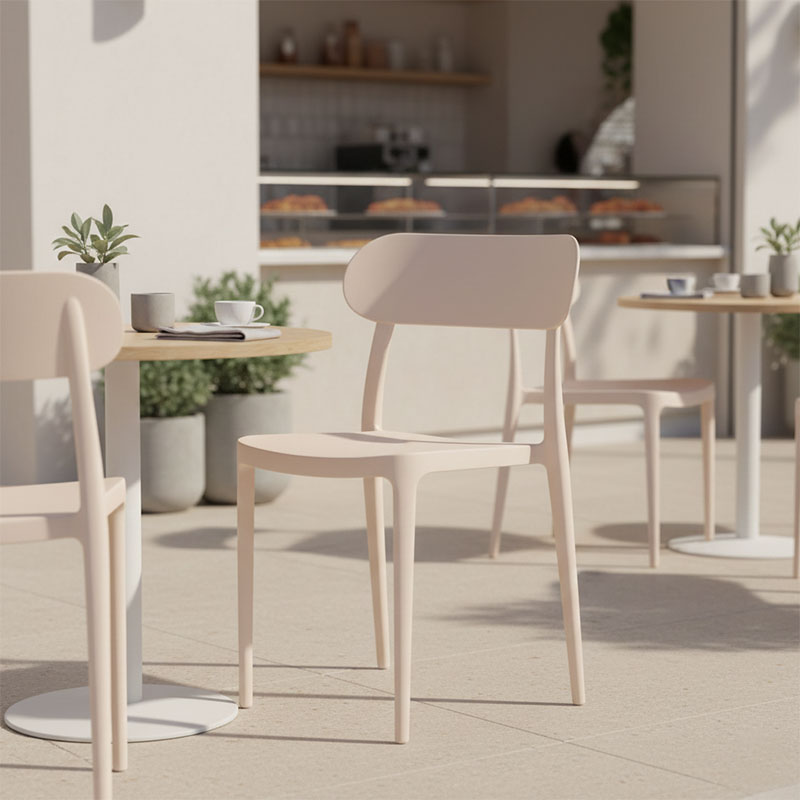 Καρέκλα Amvroan στοιβαζόμενη pakoworld με UV protection cappuccino pp 51x49x79.5εκ