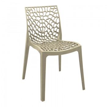Καρέκλα στοιβαζόμενη Hush pakoworld pp σε cappuccino απόχρωση 41x53x80.5εκ