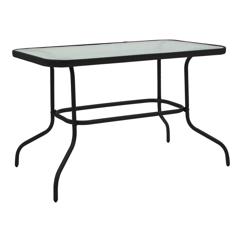 Τραπεζαρία Valor-Calan pakoworld σετ 5τεμ μέταλλο μαύρο-γυαλί-textilene μαύρο 110x60x70εκ