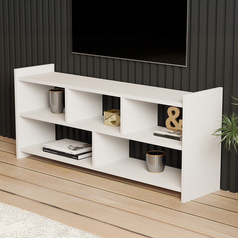Έπιπλο τηλεόρασης Kapri pakoworld σε λευκή απόχρωση 120x28x55εκ