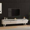 Έπιπλο τηλεόρασης Jate pakoworld σε λευκή απόχρωση 160x25x40εκ