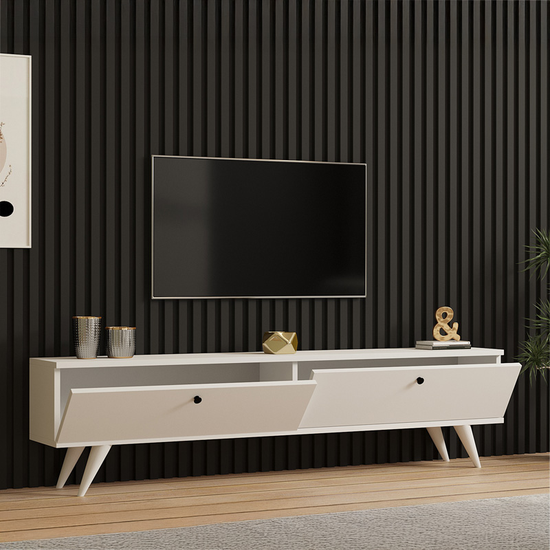 Έπιπλο τηλεόρασης Jate pakoworld σε λευκή απόχρωση 160x25x40εκ