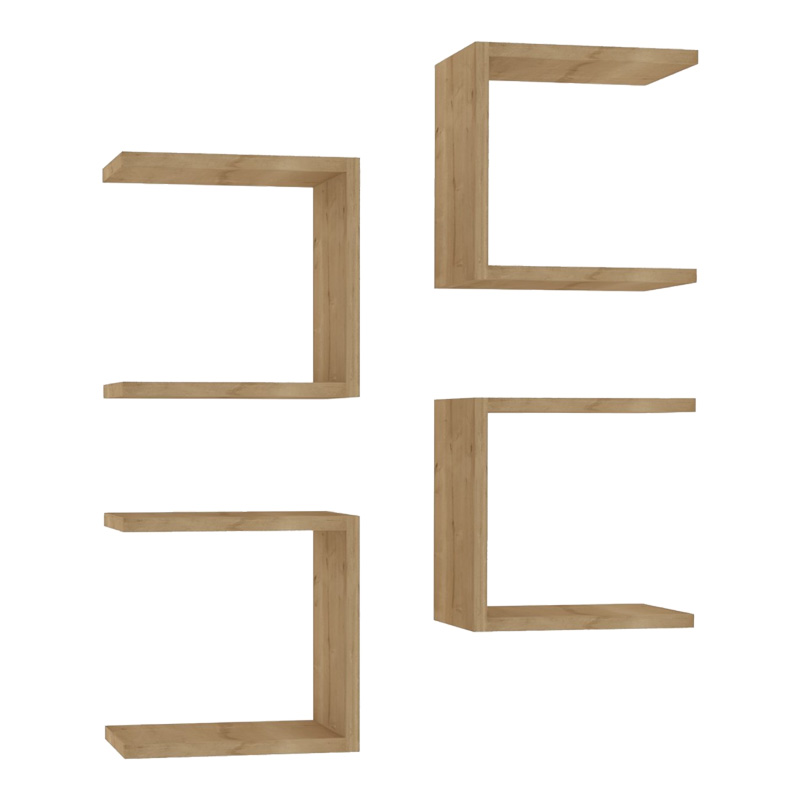 Ραφιέρα τοίχου Perari pakoworld 4τεμ.σε oak απόχρωση 30x19.6x30εκ