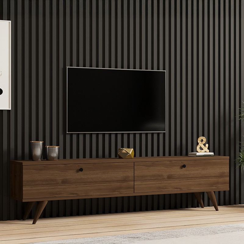 Έπιπλο τηλεόρασης Jate pakoworld σε καρυδί απόχρωση 160x25x40εκ