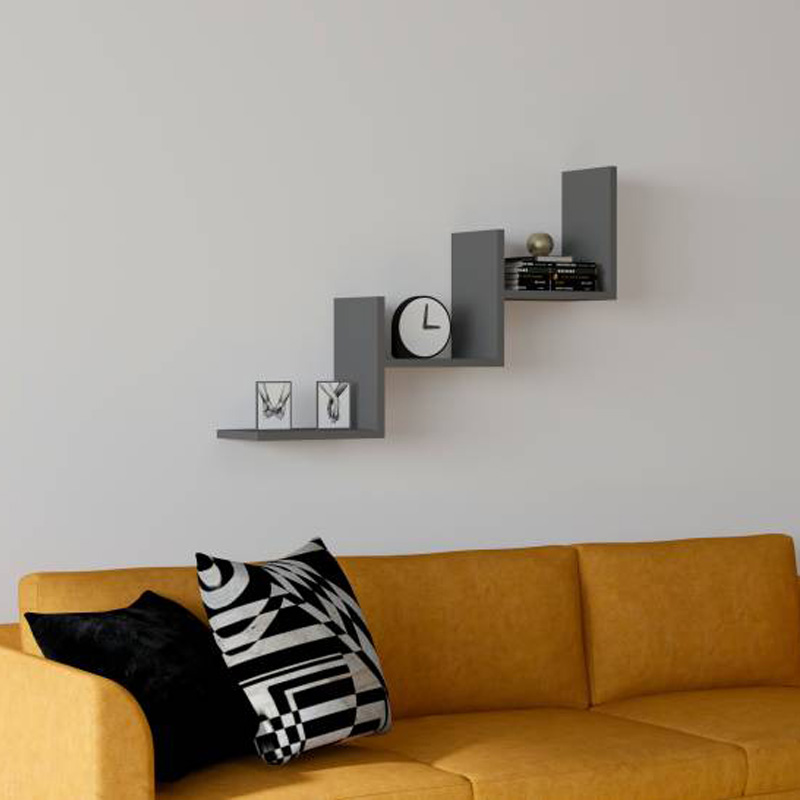 Ραφιέρα τοίχου Mauer pakoworld σε ανθρακί απόχρωση 90x19,6x60εκ