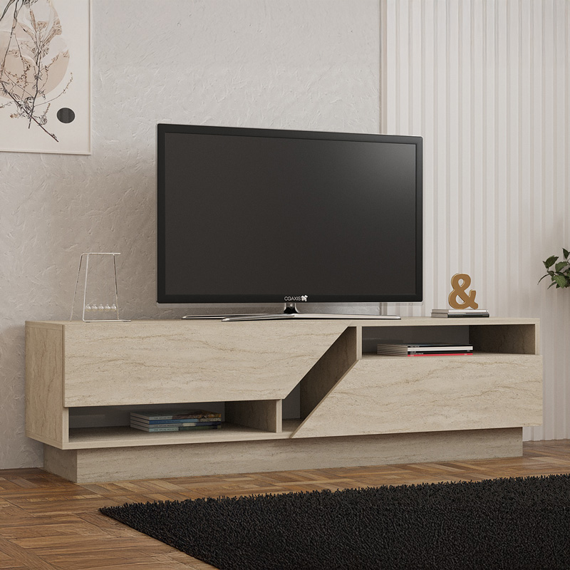 Έπιπλο τηλεόρασης Cogo pakoworld σε όψη τραβερτίνας 160x40x45εκ