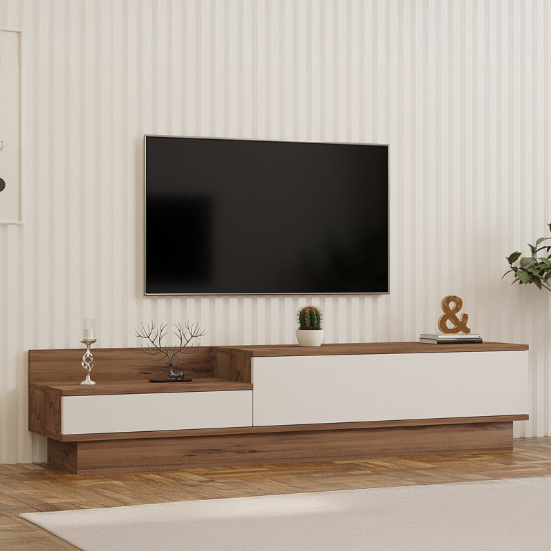 Έπιπλο τηλεόρασης Eclipse pakoworld σε κρεμ-oak απόχρωση 160x35x35εκ