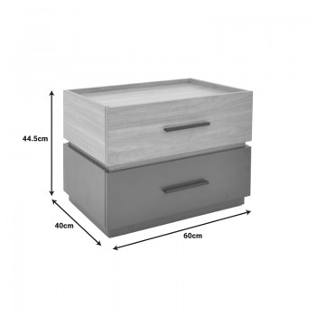 Κομοδίνο Sonlen pakoworld mdf σε sonoma-ανθρακί απόχρωση 60x40x44.5εκ