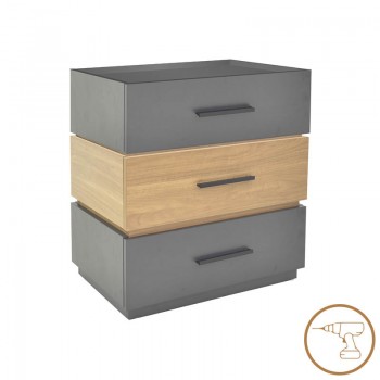 Κομοδίνο Sonlen pakoworld mdf σε sonoma-ανθρακί απόχρωση 60x40x66εκ