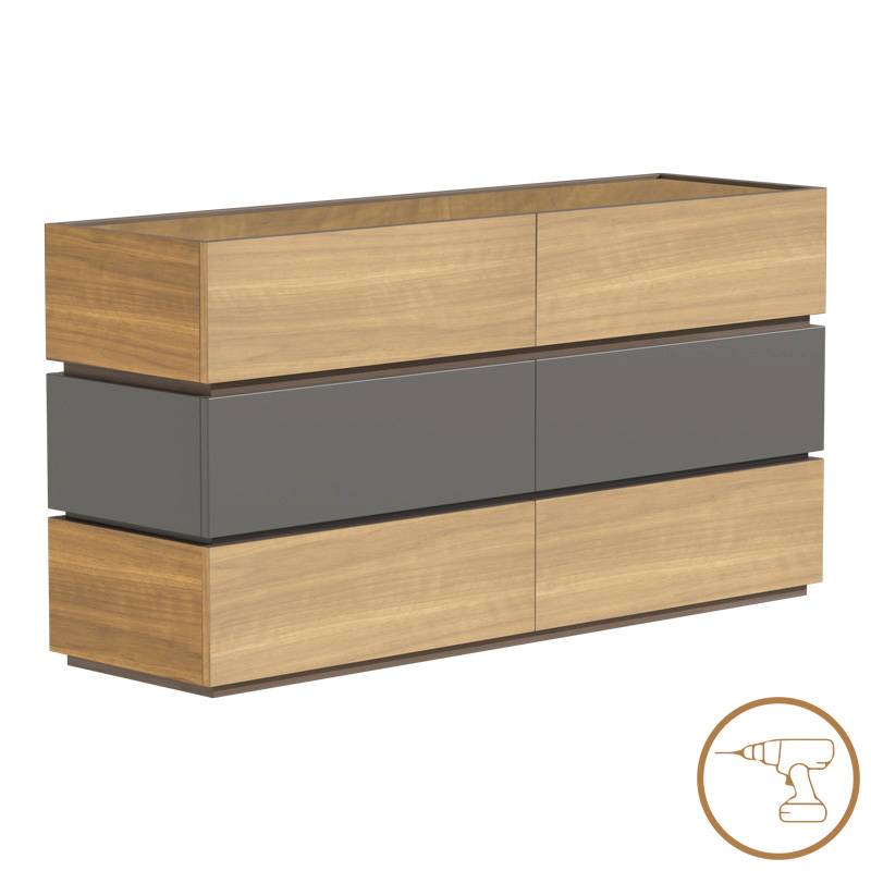 Συρταριέρα Sonlen pakoworld mdf σε ανθρακί-sonoma απόχρωση 120x40x72εκ