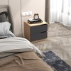 Κομοδίνο Verena pakoworld σε φυσική-ανθρακί απόχρωση 48x40x48εκ