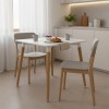Τραπέζι Natali pakoworld MDF λευκό-πόδια σε φυσική απόχρωση 80x80x76εκ