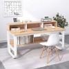 Γραφείο εργασίας Evrepy pakoworld mdf σε oak απόχρωση με λευκό μέταλλο 100x60x83εκ