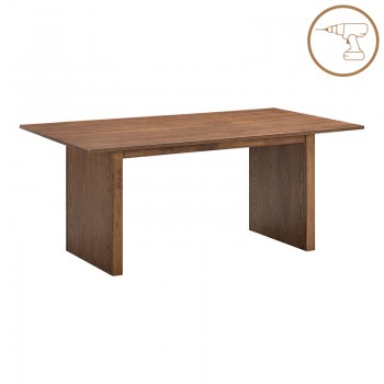 Τραπεζαρία Eleganza-Raudi pakoworld σετ 7τεμ mdf σε καρυδί-εκρού απόχρωση 180x99x75.8εκ