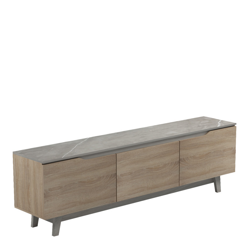 Έπιπλο τηλεόρασης Kasandra pakoworld μπεζ μαρμάρου-sonoma 180x35x48.5εκ