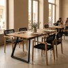 Τραπέζι επεκτεινόμενο Kannu pakoworld σε φυσική απόχρωση με μαύρα μεταλλικά πόδια 160-200x90x75εκ
